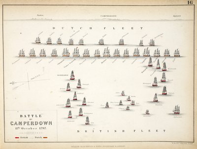 Map of the Battle of Camperdown, published by William Blackwood and Sons, Edinburgh and London, 1848 by Alexander Keith Johnston